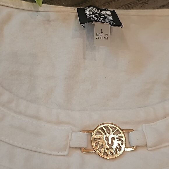 White quarter sleeve top size L Anne Klein sport - Picture 2 of 9